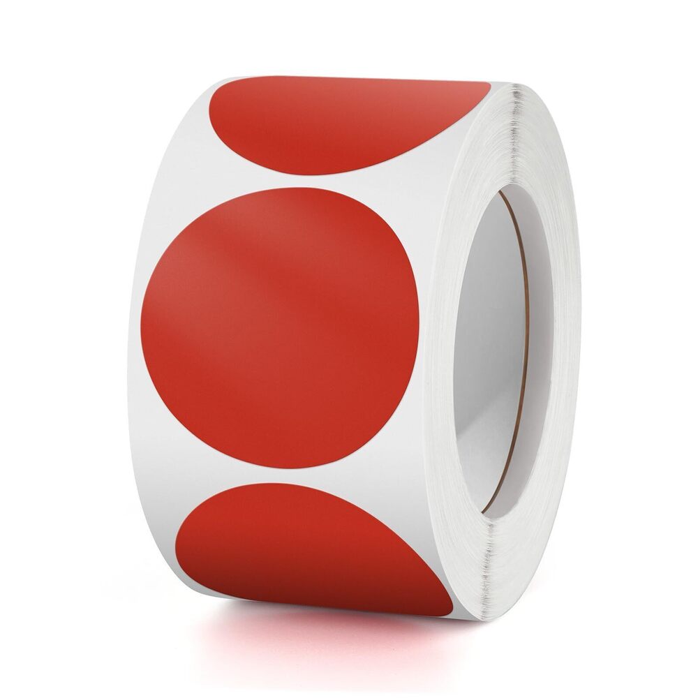 1359 Round Stickers Red 1.5 Inch Circle Labels with Color Coding Dot
